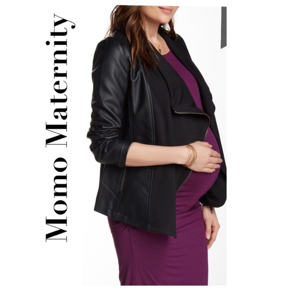 Momo Maternity Jackets & Blazers - Momo Maternity Vegan Leather Jacket